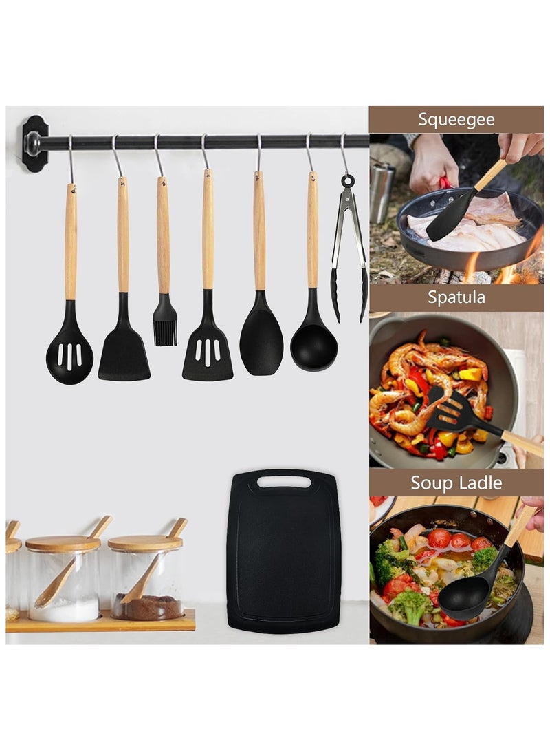 Arabest Kitchen Utensils Set, Knife Set, 19 Pcs, Food Grade Silicone, 3Cr13 Stainless Steel, Heat Resistant 230°C, Non Stick Safe, Shears, Cutting Board, Countertop Holder - Image 2