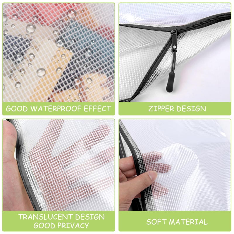 YOPCDJ 24pcs Mesh Zipper Pouches, A3 Size 17 x 12 inches Waterproof Black Zipper Bags, Water-Resistant Plastic Zipper Pouch for School Office Supplies, Puzzles & Games Organizing Storage - Image 3