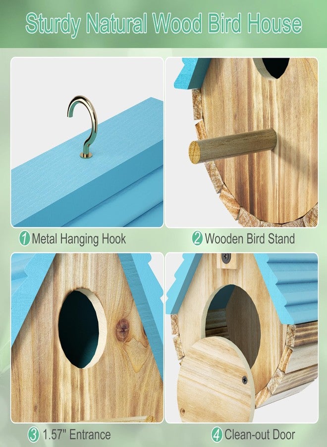 Auslar Bird House, Wooden Bird Houses for Outside, Birdhouse for Outdoors, Hanging Bluebird House for Cardinals Finch Wren Swallow for Garden Viewing - Image 4