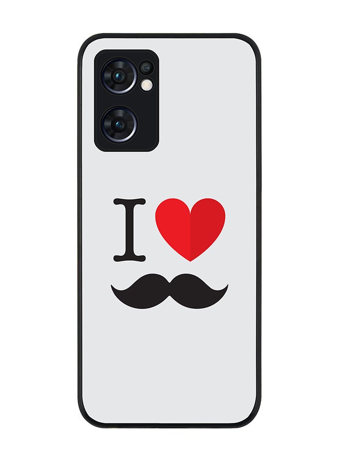 Stylizedd Rugged Black edge case for Oppo Find X5 Lite, Slim fit Soft Case Flexible Cover - I Love Moustashe - Image 1