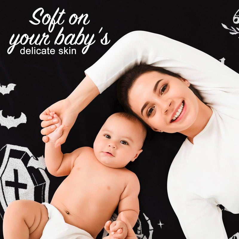 Gicoherero Gothic Baby Monthly Milestone Blanket, Goth Girl Boy Baby Shower Growth Chart Photo Prop Stuff Background for Newborn Mom Moth Nursery Bat Halloween Decorations 40" X 50" - Image 4
