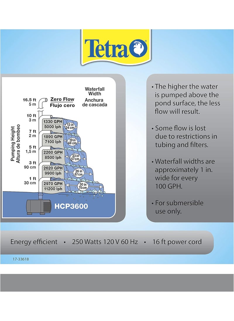 Tetra Tetra 14941 pond Waterfall Pump for Ponds Debris 3150 Gph Handling Pump High CapacityPonds Up to 1500 Gallons  - Image 5