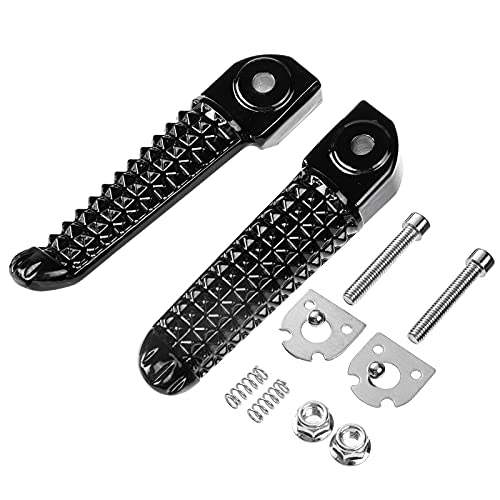 VPZMT Motorcycle Front Rear Footrests Foot Pegs Pedal for Yamaha YZF R1 '98-2019, R6 '03-2020 (Front+Rear-Black) - Image 2