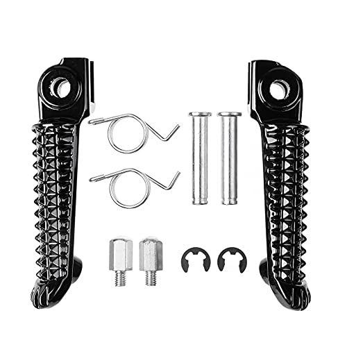 VPZMT Motorcycle Front Rear Footrests Foot Pegs Pedal for Yamaha YZF R1 '98-2019, R6 '03-2020 (Front+Rear-Black) - Image 3