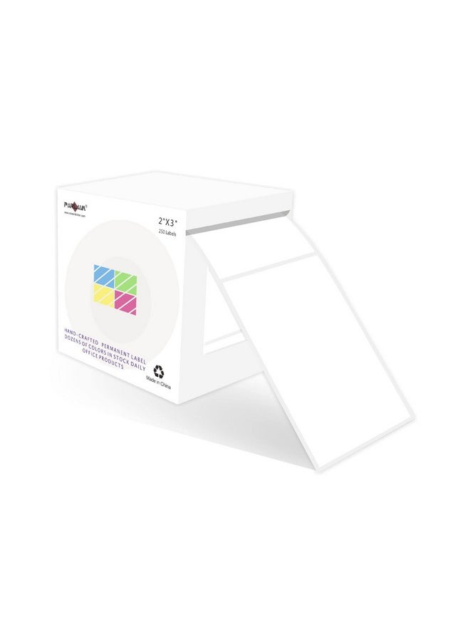 PARLAIM - 3 X 2 Inch Rectangle Adhesive Color Coding Stickers,Square Colorful Inventory Stickers -250 Per Dispenser Box (White) - Image 1