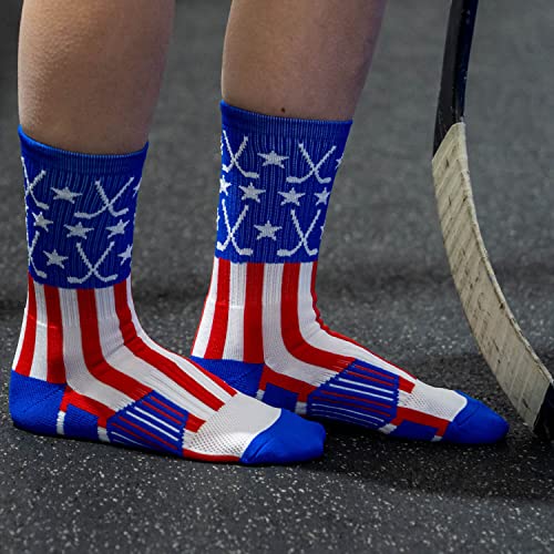 ChalkTalkSPORTS Hockey Performance Crew Socks - Patriotic - Mid-Calf Socks - Red/White/Blue - Adult Size - Image 4