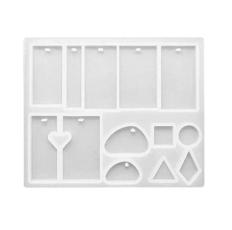 Snoogg SNOOGG Epoxy Resin Art Silicone Mould Set, Molds, Jewelry Casting Mould Pendant Earrings DIY Making Tool. 13 Cavaties with 10 Nos of Gold Color Key Chain Ring.  - Image 1