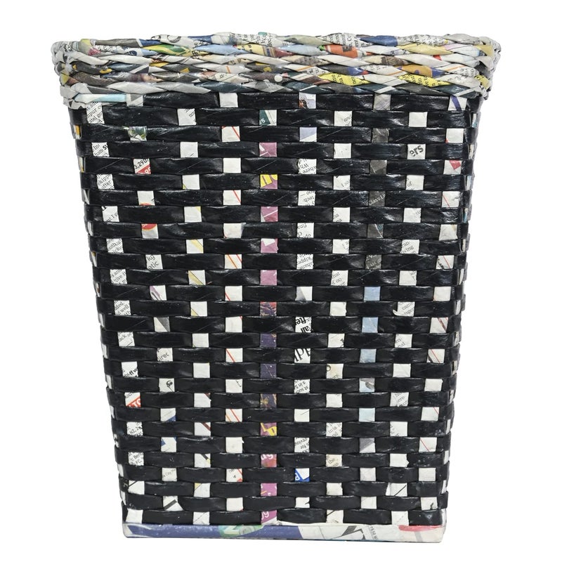 Sonas Creation Paperus, Standard Size 11 Inch TALL & 10 Ltrs, Waste Basket, Dustbin Trashcan, Paper Bin, Eco-friendly, Sustainable, Handmade, of Paper Ropes (Large, Black) - Image 1