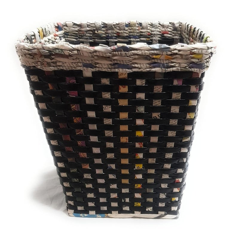 Sonas Creation Paperus, Standard Size 11 Inch TALL & 10 Ltrs, Waste Basket, Dustbin Trashcan, Paper Bin, Eco-friendly, Sustainable, Handmade, of Paper Ropes (Large, Black) - Image 5