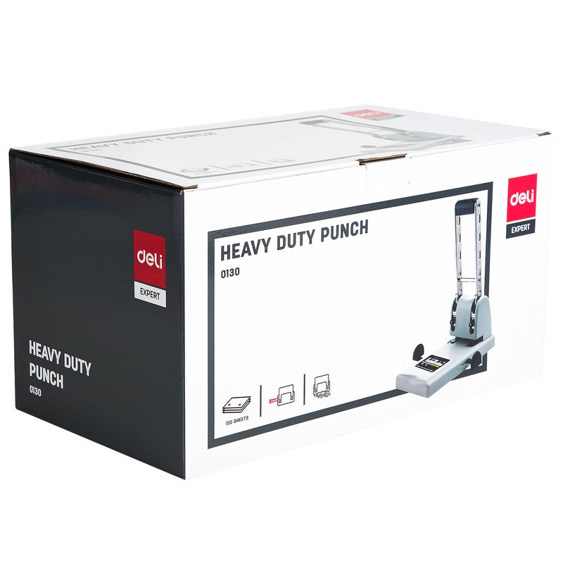 Deli E0130 Heavy Duty Paper Punch, 100-Sheet Capacity, 80mm Spacing, 6mm Holes, White Ash - Image 5