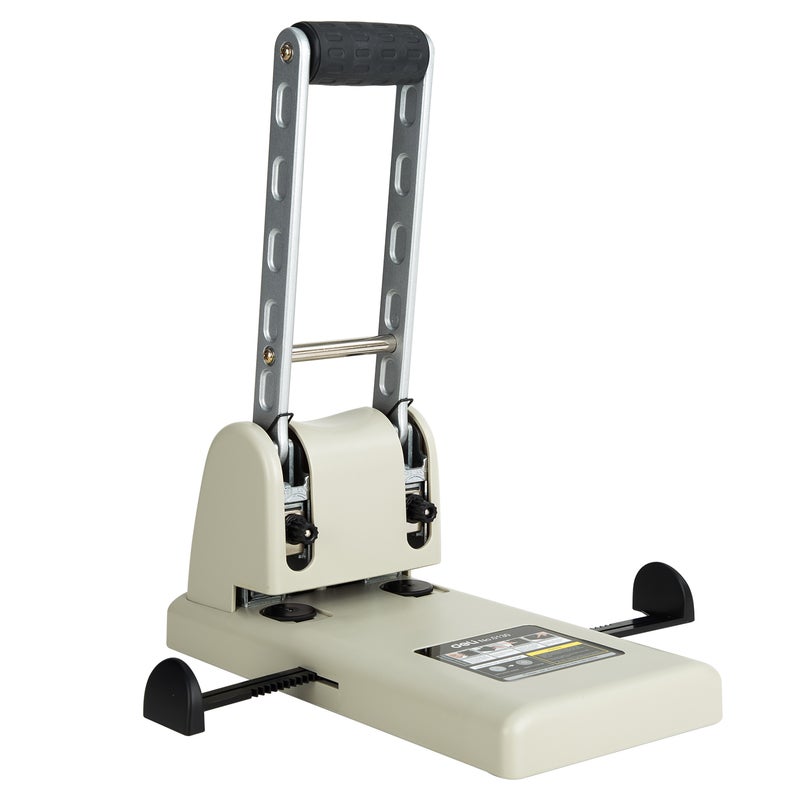 Deli E0130 Heavy Duty Paper Punch, 100-Sheet Capacity, 80mm Spacing, 6mm Holes, White Ash - Image 2