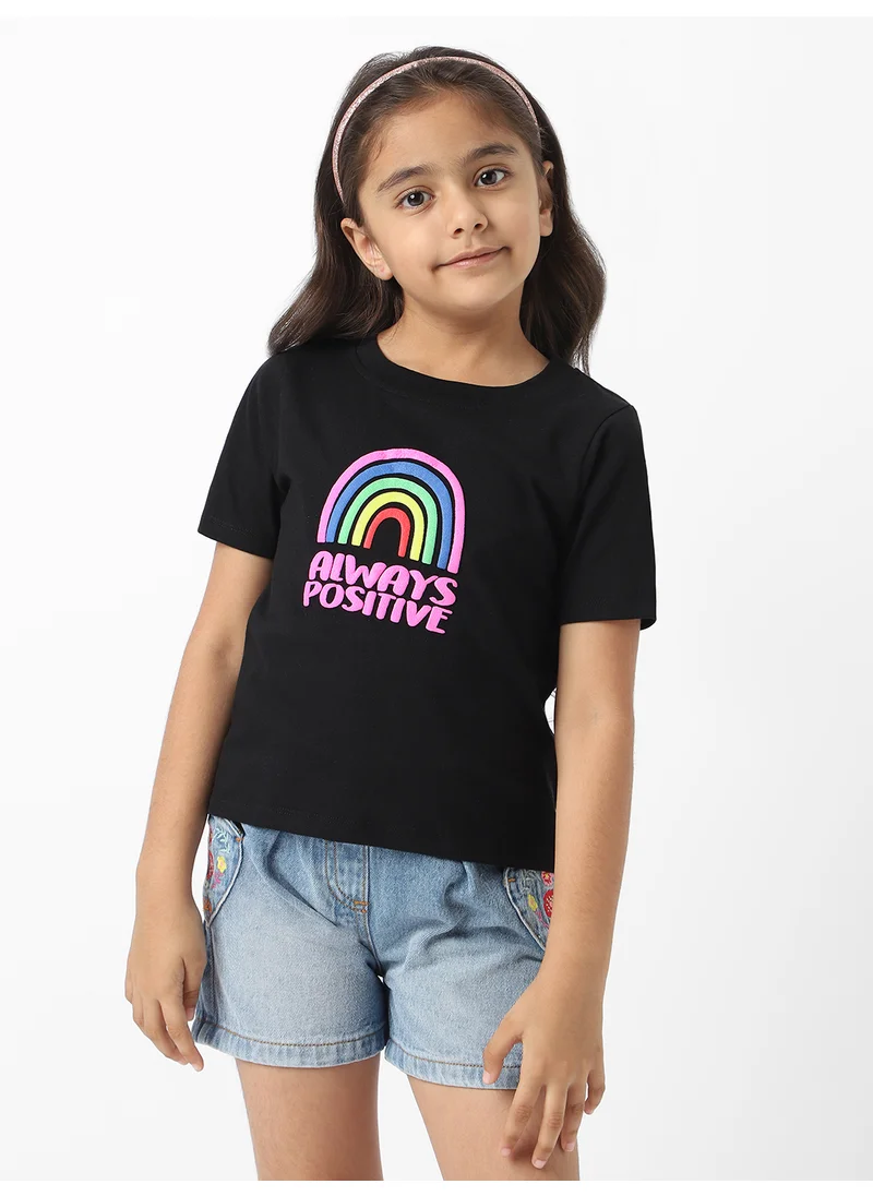 Nautinati Girls’ Graphic Print T-shirt | Cotton T-shirt for 2-10 Years | Puff Print T-shirt