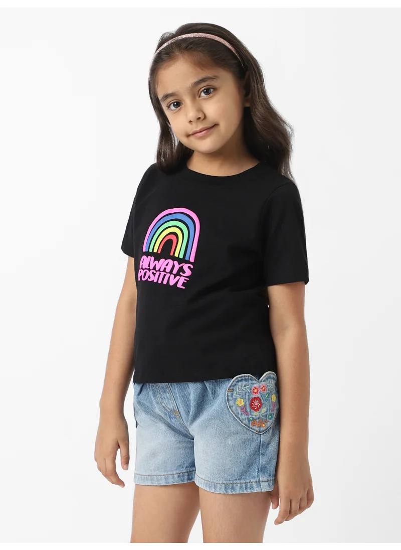 Nautinati Girls’ Graphic Print T-shirt | Cotton T-shirt for 2-10 Years | Puff Print T-shirt