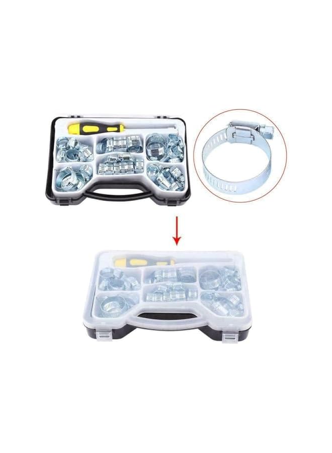 promass Hose Clamps with Hex Driver, 51pcs Adjustable Range 13-44mm (0.51-1.73in), Steel Pipe Clamps Set for Plumbing, Automotive and Mechanical Application - Image 3