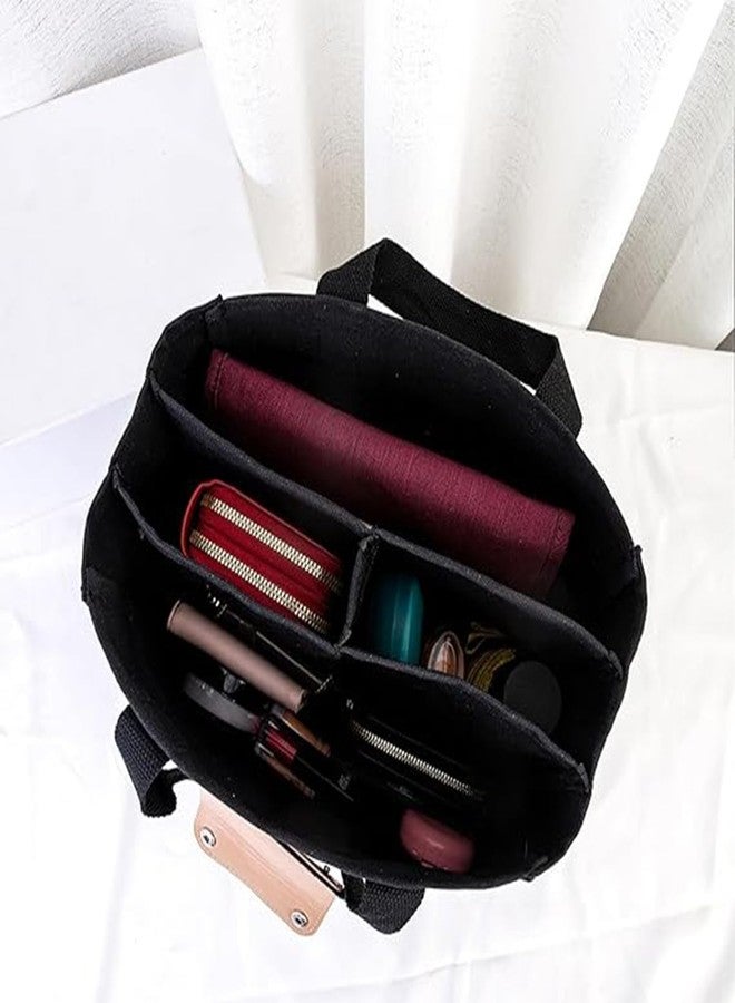 Desolio Everything Tote Bag, Everything Bag, Canvas Tote Bag with Compartments (Black) - Image 4