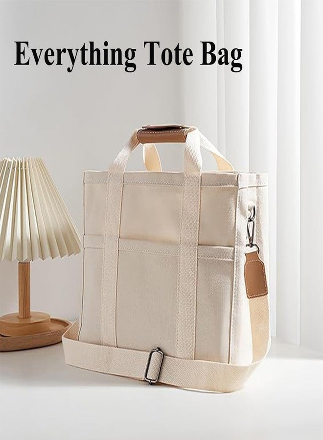 Desolio Everything Tote Bag, Everything Bag, Canvas Tote Bag with Compartments (Black) - Image 2