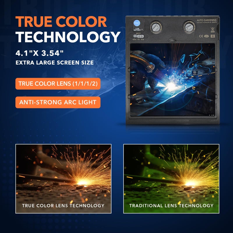 TRQWH Welding Lens Auto Darkening - Welding Helmet Lens True Color Technology with 4 Arc Sensor Ajustable Shade Range 4/5-13 Automatic LCD Lens Dimming Shade Filter 4.49x5.24in Auto Welding Lens - Image 3