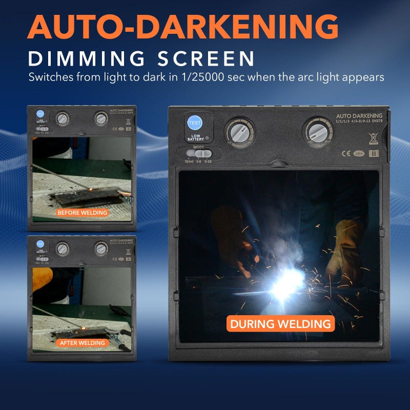 TRQWH Welding Lens Auto Darkening - Welding Helmet Lens True Color Technology with 4 Arc Sensor Ajustable Shade Range 4/5-13 Automatic LCD Lens Dimming Shade Filter 4.49x5.24in Auto Welding Lens - Image 5