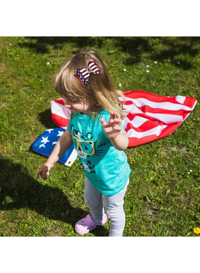 melyde Independence Day Hair Clips 4Th Of July Glitter Hair Bow Clips Patriotic American Flag Hair Accessories With Star For Kids Girls - Image 2
