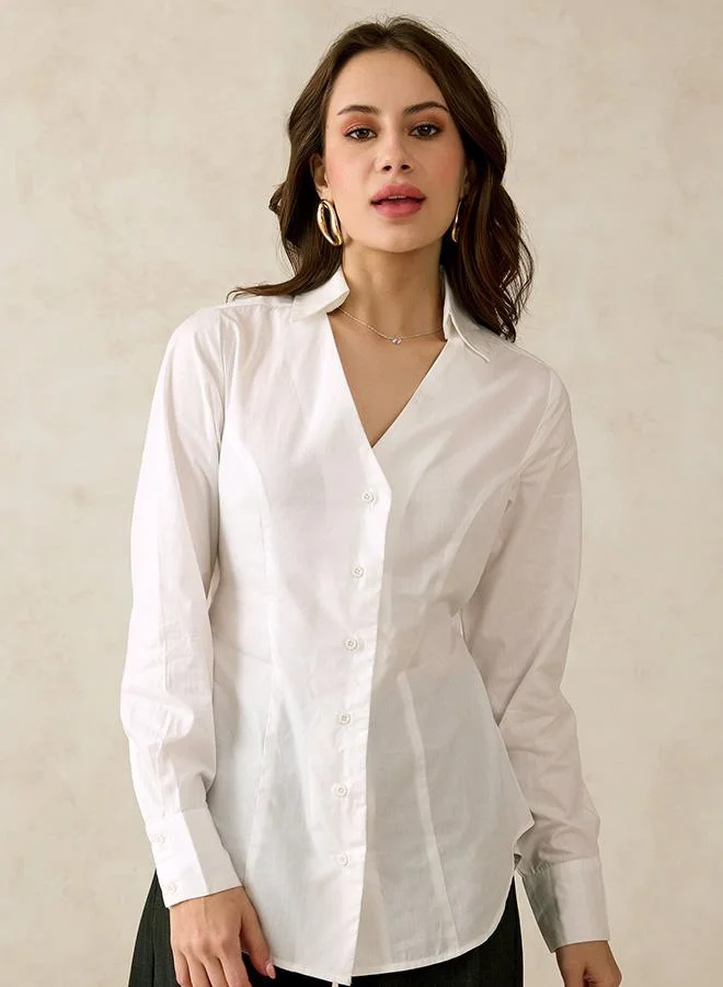 Virgio VIRGIO 100% Cotton Back Cutout V-Neck Shirt
