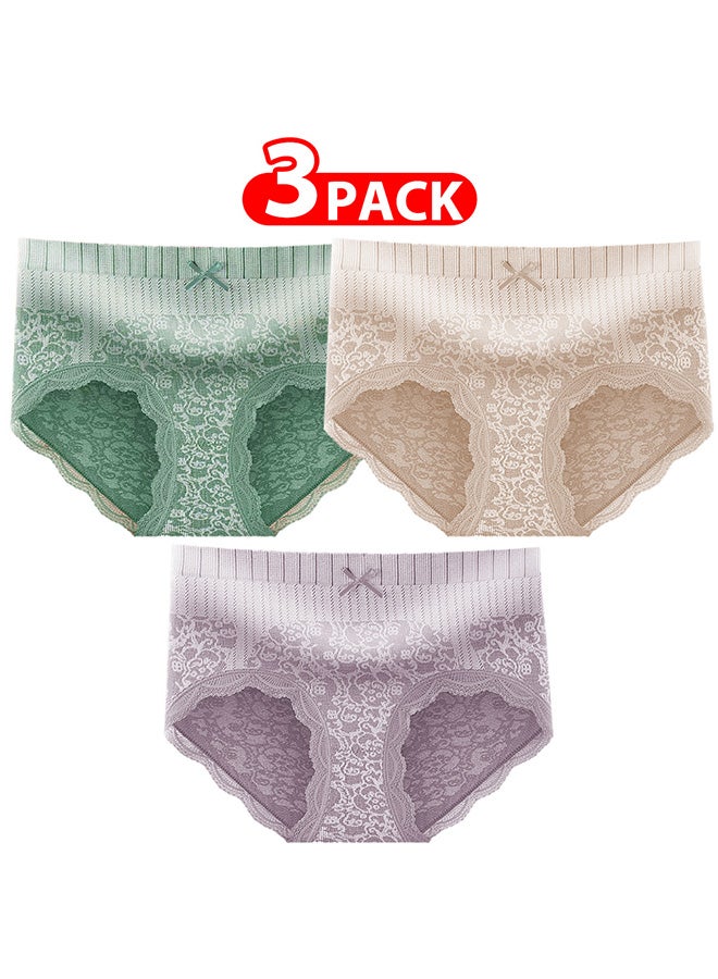 MARGOUN 3 Packs Women's XL Size Lace Panties with High Waist Comfortable and Stylish Underwear for a Flattering Silhouette/XL(waist 68-76/Weight 65~70kg) - Image 1
