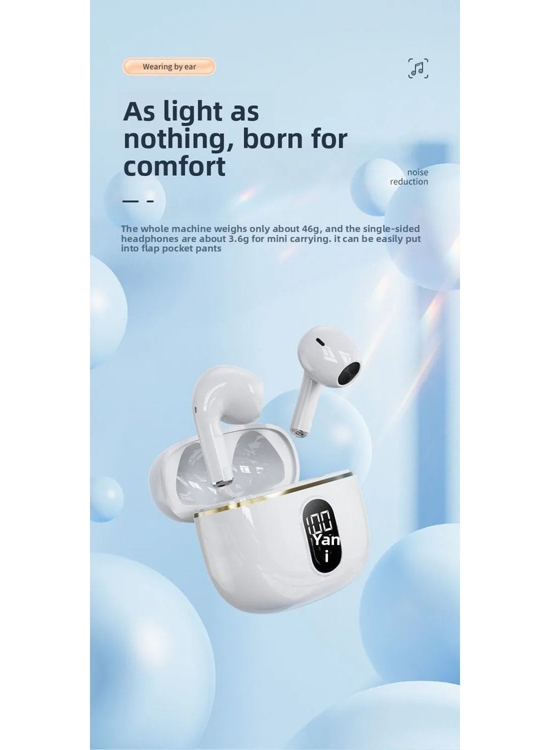 سماعات أذن لاسلكية تعمل لمدة 40 ساعة مع ميكروفون V5.3 وسماعات رأس لاسلكية بشاشة LED 380 مللي أمبير في الساعة وحافظة شحن وصوت جهير ستيريو ومكالمات واضحة وسماعات أذن - Image 3