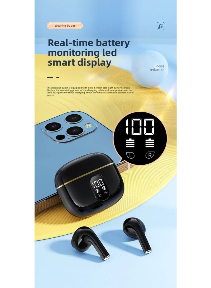 سماعات أذن لاسلكية تعمل لمدة 40 ساعة مع ميكروفون V5.3 وسماعات رأس لاسلكية بشاشة LED 380 مللي أمبير في الساعة وحافظة شحن وصوت جهير ستيريو ومكالمات واضحة وسماعات أذن - Image 5