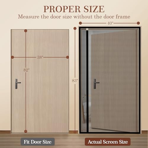 Yotache Left Right Side Opening Magnetic Screen Door Fits Door Size 38 x 82, Reinforced Polyester Net Curtain, Actual Screen Size 40" x 83" Black - Image 2