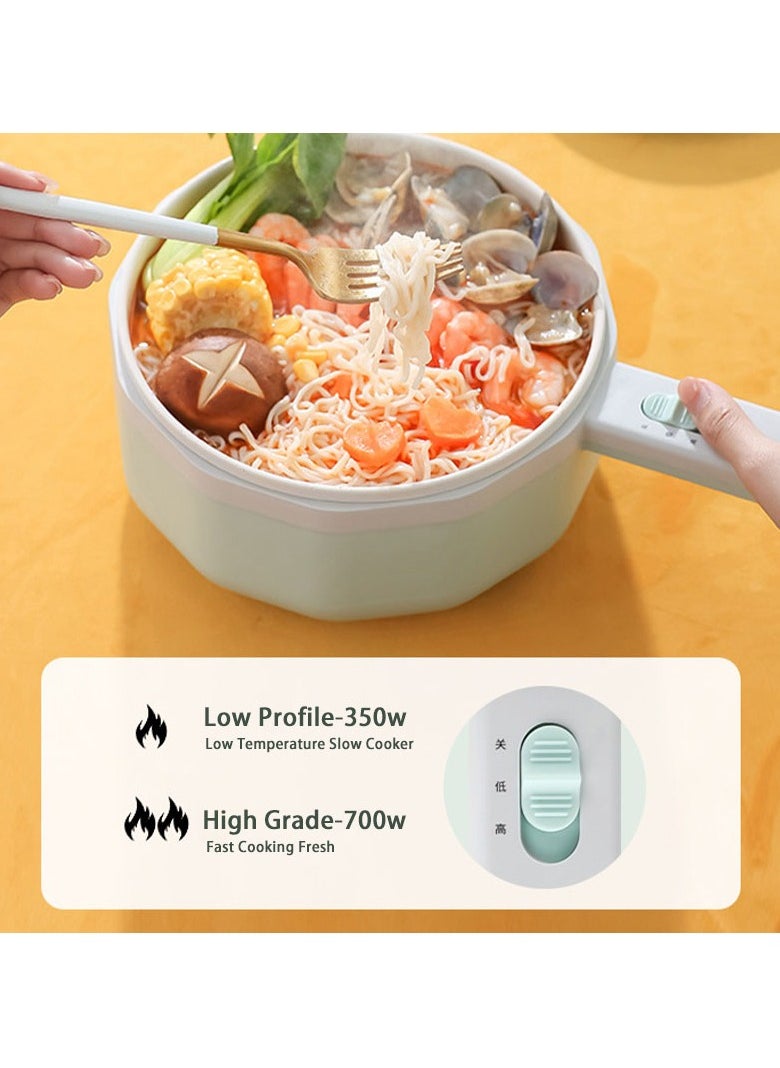 Arabest Hot Pot Electric With Steamer, 1.5L Ramen Cooker Non-Stick Sauté Pan for Steak, Egg, Fried Rice, Ramen, Oatmeal, Soup, Portable Personal Perfect Suit Dorm Room and Apartment  - Image 5