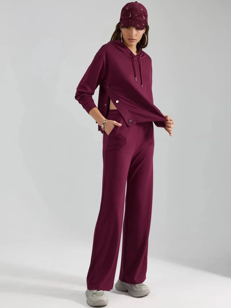 زوبعة Modal Touch Hooded High Waist Wide Leg Two-Piece Set Bersan Collection