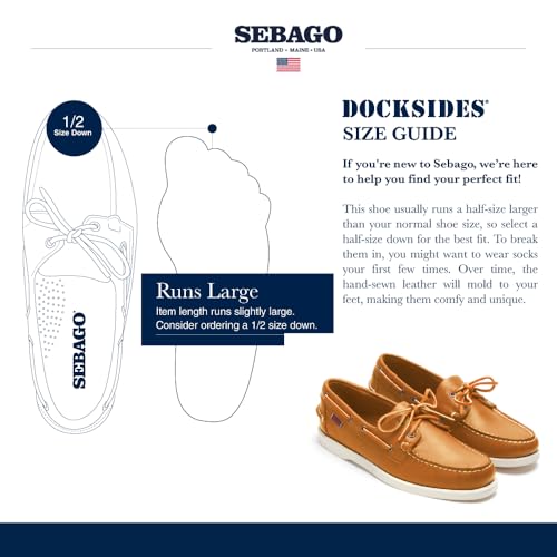 Sebago Portland Boat Shoes - Full-Grain Leather Moccasins, Handsewn with Leather Sock Lining and Non-Marking, Slip-Resistant Sipped Rubber Outsoles, Brown Tan - 11.5 Regular - Image 3