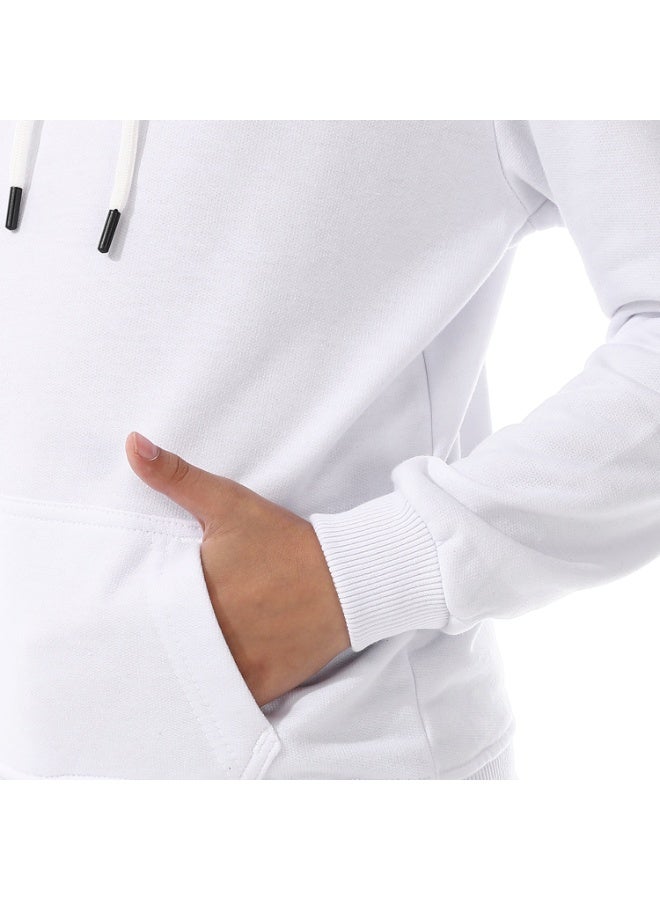 Long Sleeves White Slip On Hoodie For Boys_white