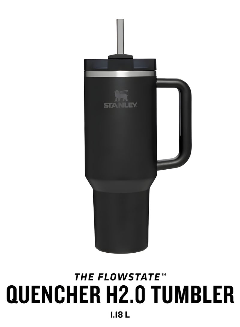 Stanley STANLEY Quencher H2.0 Flowstate Tumbler 1.2L | Metal Water Bottle with Straw, Handle & Lid | Keeps Cold for 11 Hours | Keeps Iced for 48 Hours | Dishwasher Safe | Travel Mug for Cold Drinks | 1-Pack (Black) - Image 3