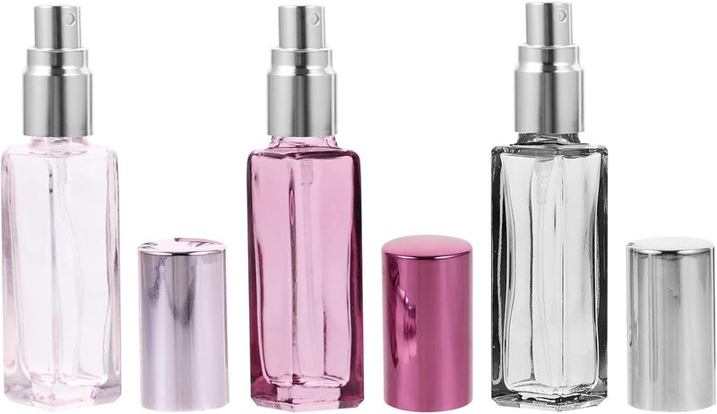 GALPADA 3pcs Refillable Perfume Bottles Portable Spray Bottles Mini Travel Atomizers for Fragrance Storage with Glass Containers in Pink Gray and Purple - Image 1