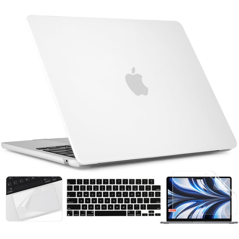 TWOLSKOO for M3 MacBook Air 13.6 Inch Case 2022 2023 2024 Release A2681 M2 A3113, Frosted Matte Hard Shell Cover with Trackpad Film & Keyboard Cover & Screen Film for MacBook Air 13.6", Clear - Image 1