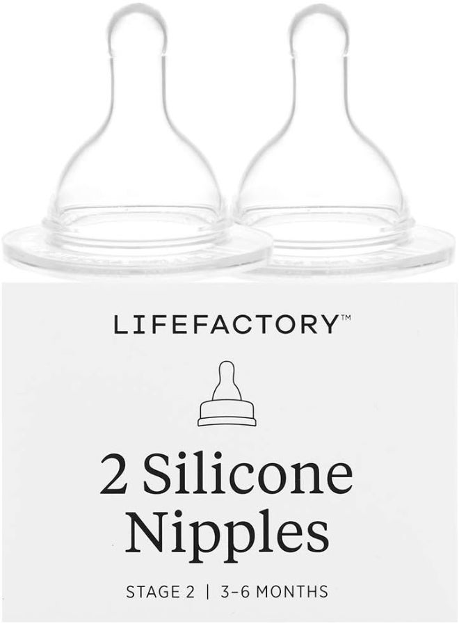 lifefactory حلمات سيليكون من لايف فاكتوري المرحلة 2، 3-6 أشهر، عبوة من 2 - Image 1