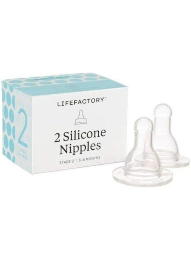lifefactory حلمات سيليكون من لايف فاكتوري المرحلة 2، 3-6 أشهر، عبوة من 2 - Image 2