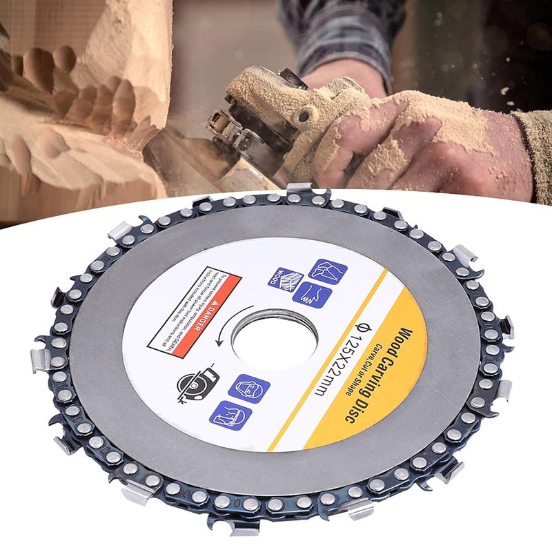 cheekyglo Wood Carving Chain Disc, 5" Chainsaw Grinder Wheel Grinder Wood Carving Disc for Angle Grinder, Chainsaw Grinding Wheel Circular Saw Blade for Cutting, Sculpting & Shaping, 7/8" Arbor 14 Teeth - Image 4