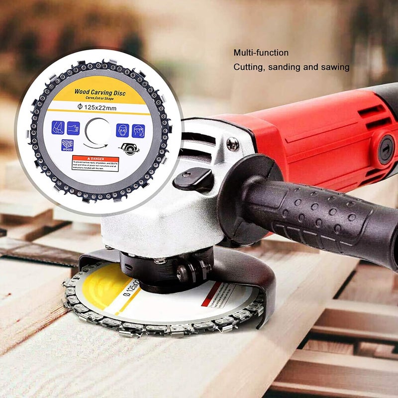 cheekyglo Wood Carving Chain Disc, 5" Chainsaw Grinder Wheel Grinder Wood Carving Disc for Angle Grinder, Chainsaw Grinding Wheel Circular Saw Blade for Cutting, Sculpting & Shaping, 7/8" Arbor 14 Teeth - Image 5