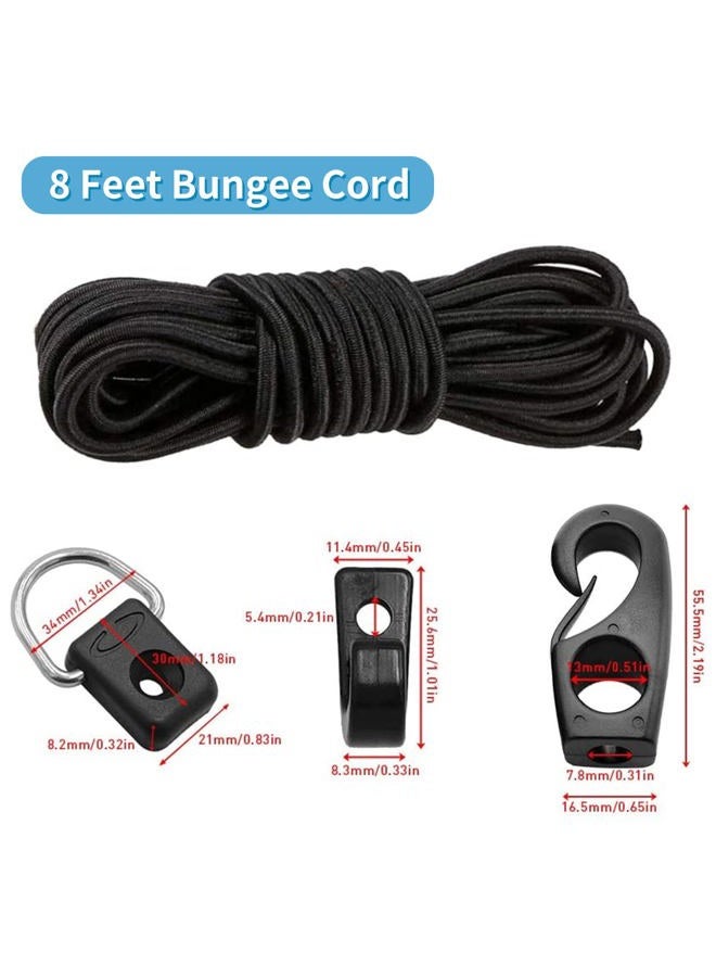 CLIO Kayak Deck Rigging Kit 8 Feet Bungee Cord with Bungee Cord Ends Hooks and Fishing D-Ring with 304 M6 Screw and 6 J-Hooks for Kayak Boat Canoe Outfitting Fishing Camping Kit - Image 2
