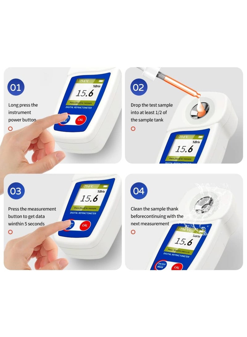 SYOSI Digital Brix Refractometer, Range 0-35%, ±0.2% Precision, High-Precision Fruit Meter with Automatic Temperature Compensation, LCD Display, Water and Dust Proof for Fruit Juice, Coffee, and More - Image 4