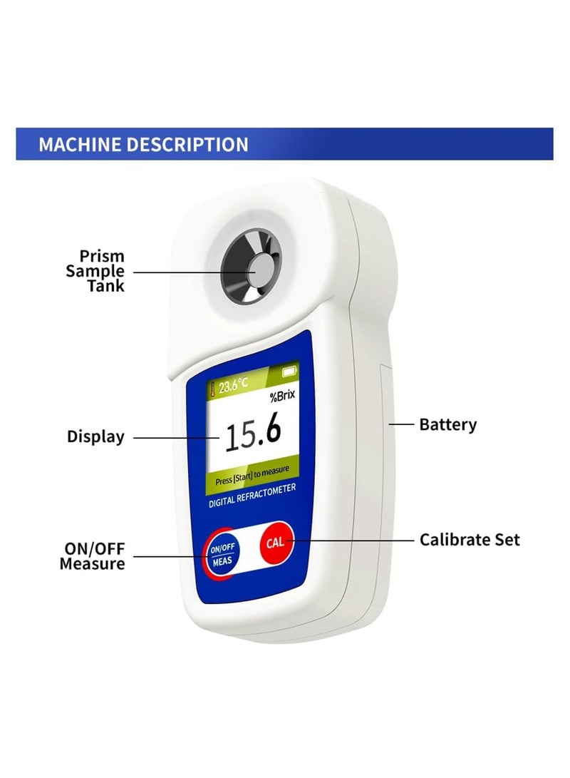 SYOSI Digital Brix Refractometer, Range 0-35%, ±0.2% Precision, High-Precision Fruit Meter with Automatic Temperature Compensation, LCD Display, Water and Dust Proof for Fruit Juice, Coffee, and More - Image 3