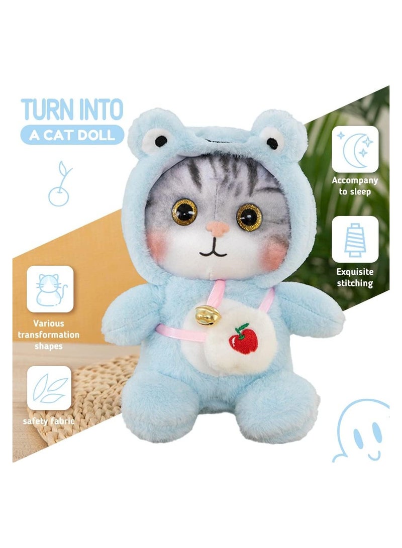 KASTWAVE Cat Frog Plush Stuffed Animal Cat Plushies with Frog Outfit, Gifts for Kids Blue（9.8 inches） - Image 3