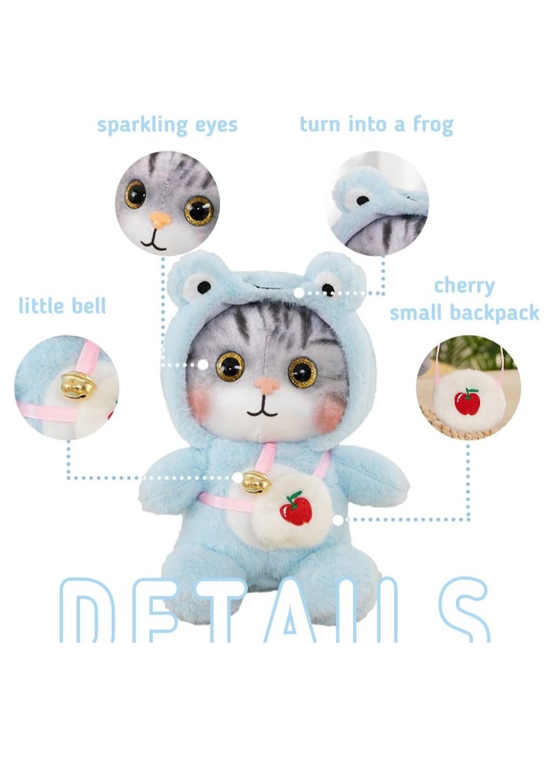 KASTWAVE Cat Frog Plush Stuffed Animal Cat Plushies with Frog Outfit, Gifts for Kids Blue（9.8 inches） - Image 2