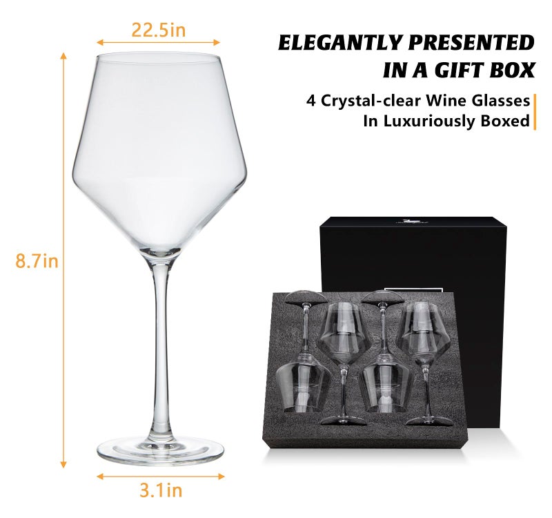 Swanfort Red Wine Glasses Set of 4, Long Stem Crystal Wine Glasses, Burgundy Wine Glasses in Gift Box, Large Wine Glasses With Stem for Any Occasions-16 oz - Image 3