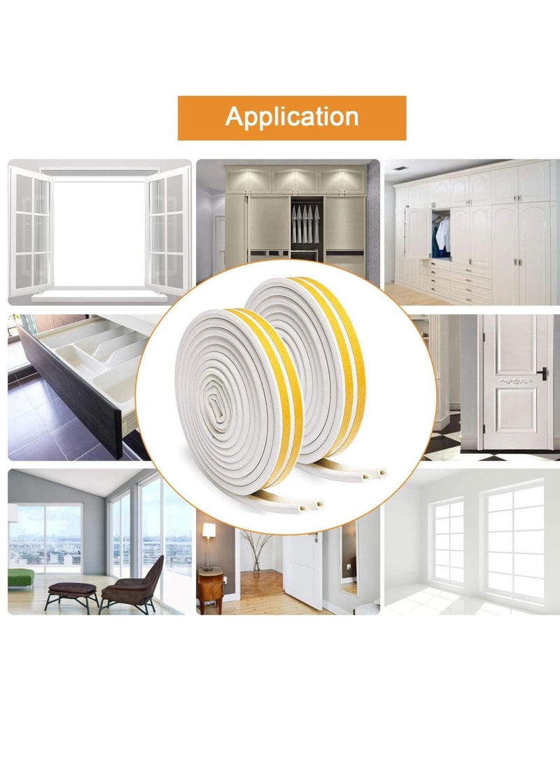 PAMEER - Door Weather Stripping Window Seal Strip for Doors and Windows Self Adhesive Foam Weather Strip Door Seal Soundproof Seal Strip Insulation EPDM D Type 32ft or 10m Pack of 2 - Image 1