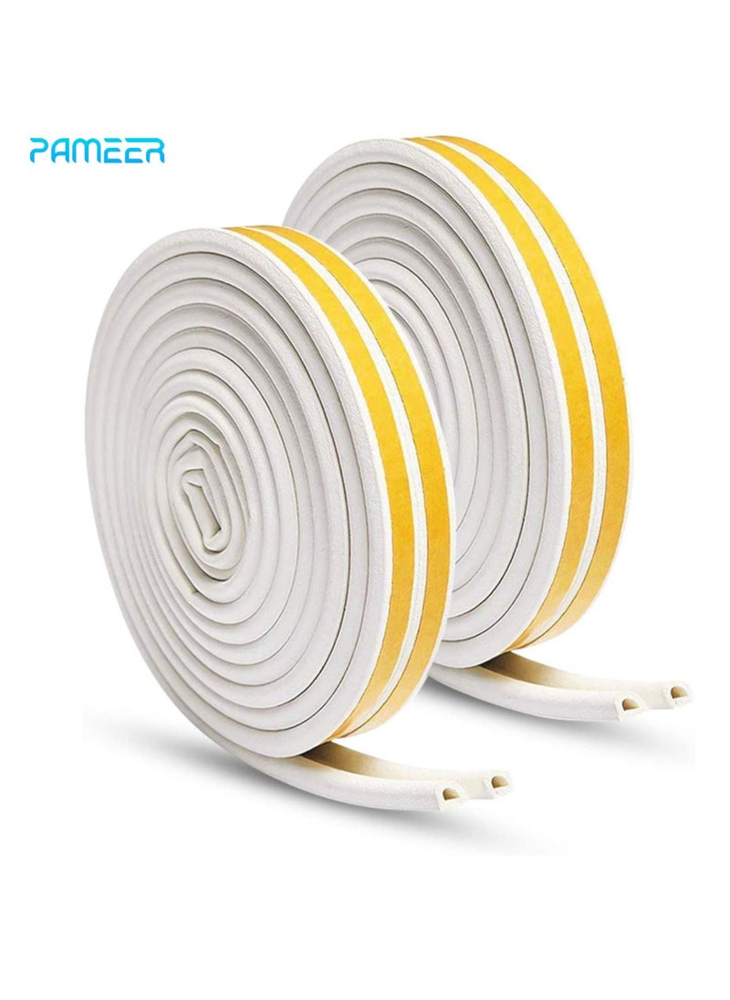 PAMEER - Door Weather Stripping Window Seal Strip for Doors and Windows Self Adhesive Foam Weather Strip Door Seal Soundproof Seal Strip Insulation EPDM D Type 32ft or 10m Pack of 2 - Image 1