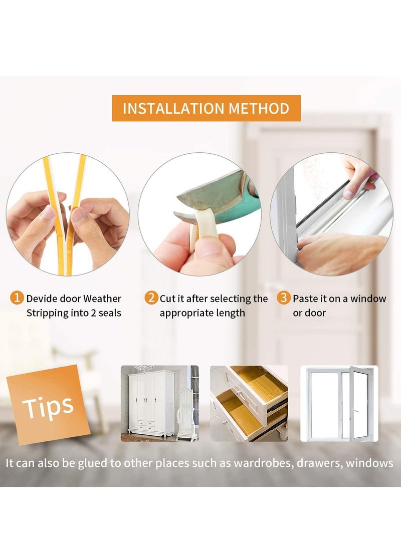 PAMEER - Door Weather Stripping Window Seal Strip for Doors and Windows Self Adhesive Foam Weather Strip Door Seal Soundproof Seal Strip Insulation EPDM D Type 32ft or 10m Pack of 2 - Image 1