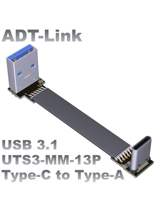 ADT USB3.1 كابل تمديد مسطح ذكر إلى C ذكر من النوع c هيكل زاوية مدمج منفذ سلك اللون: T2A-S3B 13P-100cm  - Image 2