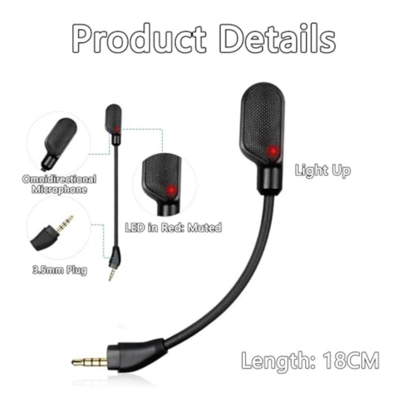ميكروفون Mizznee بديل لسماعات الرأس اللاسلكية HyperX Cloud III، ميكروفون قابل للفصل بخاصية إلغاء الضوضاء مع دردشة صوتية واضحة للغاية، ميكروفون احتياطي أسود - Image 5